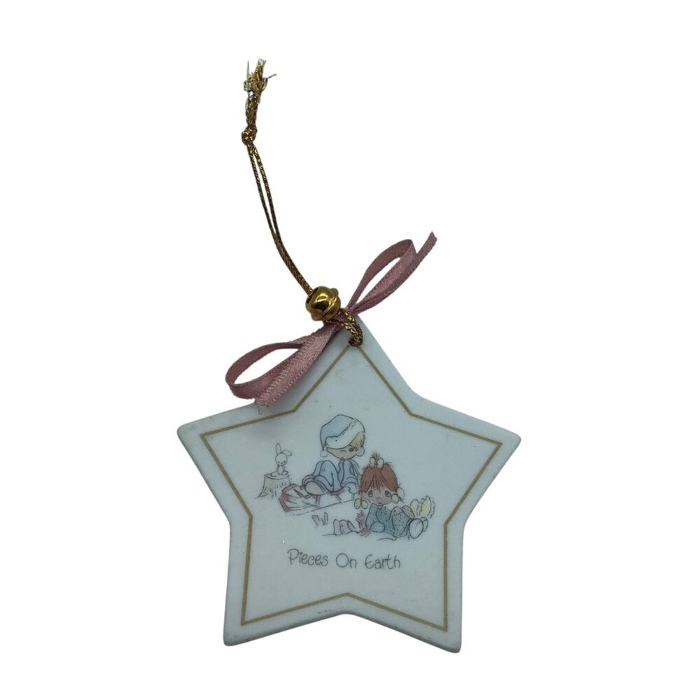 Vtg‎ 1988 Precious Moments Star Ornament "Pieces On Earth" Ceramic 2.75"